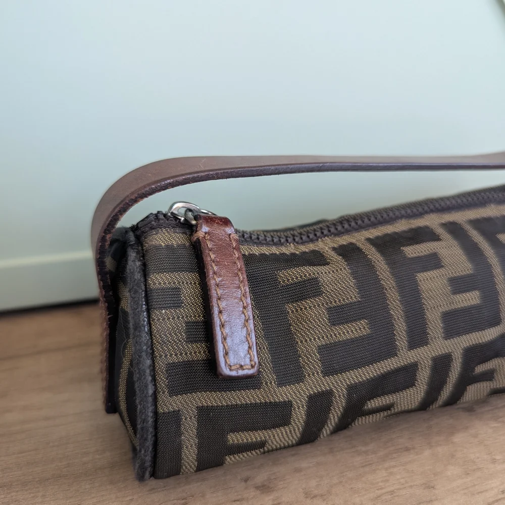 Fendi Zucca Canvas Mini Baguette Wristlet - Brown/Black - Picture 10 of 16